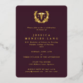 Burgundy Registered Nurse Caduceus+Laurel Wreath Folieneinladung (Vorderseite)