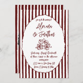 Burgundy Retro Foto Wedding Einladung (Vorne/Hinten)