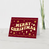 Burgundy Retro Groovy Merry Christmas (Vorderseite)