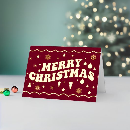 Burgundy Retro Groovy Merry Christmas (Feiertag In Situ 2)