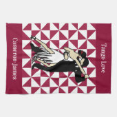 Burgundy Retro Tango Tänzer Geschirrtuch (Horizontal)