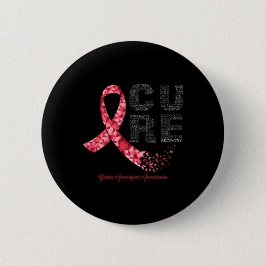 Burgundy Ribbon Brain Aneurysm Bewusstsein Button (Vorderseite)