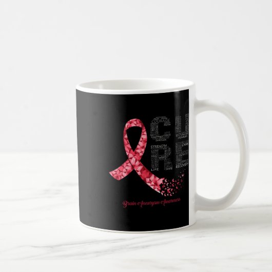 Burgundy Ribbon Brain Aneurysm Bewusstsein Kaffeetasse (Rechts)