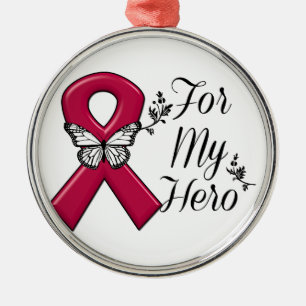 Burgundy Ribbon für meinen Helden Ornament Aus Metall
