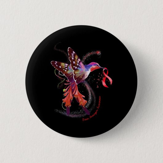 Burgundy Ribbon Gehirnaneurysm-Bewusstsein Button (Vorderseite)