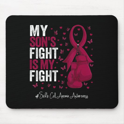 Burgundy Ribbon Son Sickle Cell Anämia Bewusstsein Mousepad (Vorne)