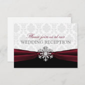 Burgundy Ribbon Winter Wedding Empfang Einladung (Vorne/Hinten)