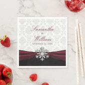 Burgundy Ribbon Winter Wedding Serviette (Beispiel)