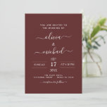 Burgundy Romantic Wedding Modern Typografy Einladung<br><div class="desc">Burgund Romantische Hochzeitsfeier oder Sommerhochzeit Einladungen - inklusive schöner und eleganter Schrift-Typografie mit moderner einfacher und klassischer Farbe für die Hochzeitsfeier.</div>