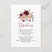 Burgundy Rosa Blush Bloral Wedding Route Begleitkarte (Vorderseite)