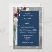 Burgundy Rosa Forest Green Navy Blush Wedding Einladung (Vorderseite)