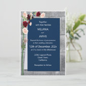 Burgundy Rosa Forest Green Navy Blush Wedding Einladung (Stehend Vorderseite)