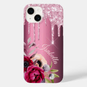 Burgundy Rosa Glitzer Tropfen Blumennamen Case-Mate iPhone Hülle (Rückseite)