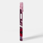 Burgundy Rosa Glitzer Tropfen Blumennamen Case-Mate iPhone Hülle (Rückseite / Rechts)