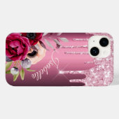 Burgundy Rosa Glitzer Tropfen Blumennamen Case-Mate iPhone Hülle (Rückseite (Horizontal))