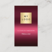 Burgundy rosa Logo Qr Code Facebook Premium Visitenkarte (Vorderseite)