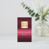 Burgundy rosa Logo Qr Code Facebook Premium Visitenkarte (Stehend Vorderseite)