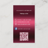 Burgundy rosa Logo Qr Code Facebook Premium Visitenkarte (Rückseite)