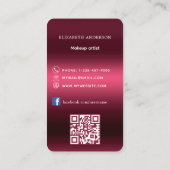 Burgundy rosa Logo Qr Code Facebook Visitenkarte (Rückseite)