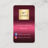 Burgundy rosa Logo Qr Code für soziale Medien Visitenkarte (Vorderseite)