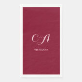 Burgundy rosa Monogramm Geburtstag Serviette (Vorderseite)
