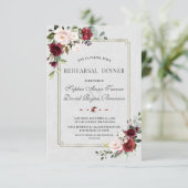 Burgundy Rosa Probe Dinner Einladung (Stehend Vorderseite)