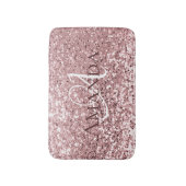 Burgundy Rosa Rosa Blush Glitzer Name Monogram Badematte (Vorderseite Vertikal)
