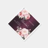 Burgundy rosa Rosenflorchen Eleganter Geburtstag Serviette (Ecke)