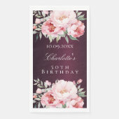 Burgundy rosa Rosenflorchen Eleganter Geburtstag Serviette (Vorderseite)