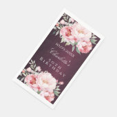 Burgundy rosa Rosenflorchen Eleganter Geburtstag Serviette (Ecke)