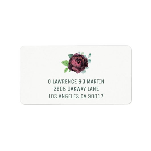 Burgundy Rose Address Labels Adressaufkleber (Vorne)