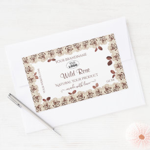 Burgundy-Rose auf White Product Labels mit Logo Rechteckiger Aufkleber