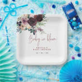 Burgundy Rose Baby in Bloom Baby Dusche Pappteller (Party)