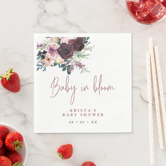 Burgundy Rose Baby in Bloom Baby Dusche Serviette (Beispiel)