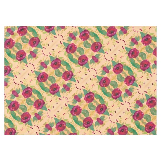 Burgundy Rose Bloom Tischdecke (Vorderseite (Horizontal))