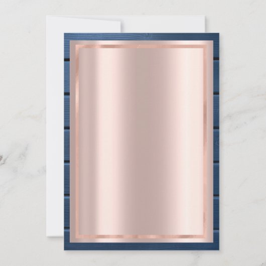 Burgundy-Rose, Blue Wood Rose Gold Rente Einladung (Rückseite)