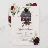 Burgundy Rose Blume Bridal Luncheon Einladung (Vorne/Hinten)