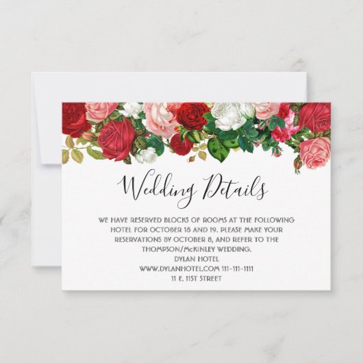 Burgundy Rose Blumengarten Hochzeiten Details RSVP Karte (Vorderseite)