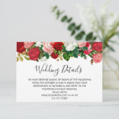 Burgundy Rose Blumengarten Hochzeiten Details RSVP Karte (Stehend Vorderseite)