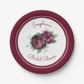 Burgundy Rose Blumenkohl Brautparty Pappteller (Vorderseite)