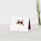 Burgundy Rose Blush Pink Babydusche Danke (Rückseite)