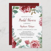 Burgundy Rose Botanisches Brautparty Einladung (Vorne/Hinten)