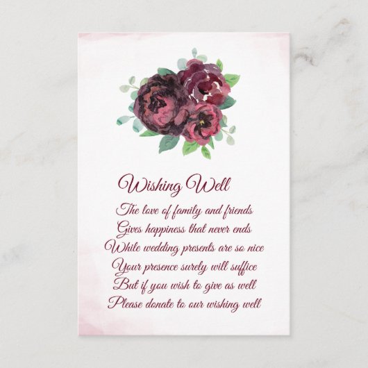 Burgundy Rose Bouquet Hochzeitskarten Begleitkarte (Vorderseite)