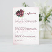 Burgundy Rose Bouquet - Informationskarten für Hoc Begleitkarte (Stehend Vorderseite)