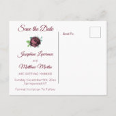 Burgundy Rose Bouquet Save the Date Ankündigungspostkarte (Rückseite)