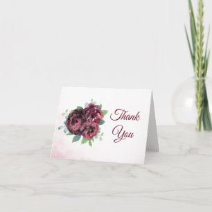 Burgundy Rose Bouquet Wassercolor Dankeschön Karte