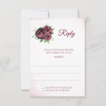Burgundy Rose Bouquet Wedding Repair Cards