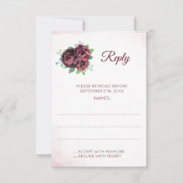 Burgundy Rose Bouquet Wedding Repair Cards RSVP Karte