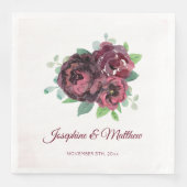 Burgundy Rose Bouquet Wedding Serviette (Vorderseite)