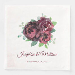Burgundy Rose Bouquet Wedding Serviette